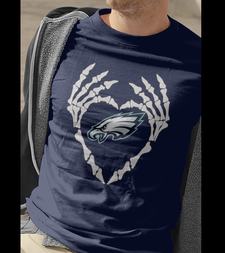 Eagles Logo Skeletal Heart Shape T-Shirt