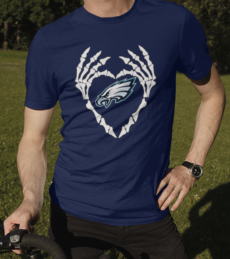 Eagles Logo Skeletal Heart Shape T-Shirt