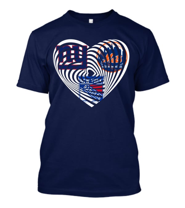 New York Giants Mets Rangers Heart T-Shirt