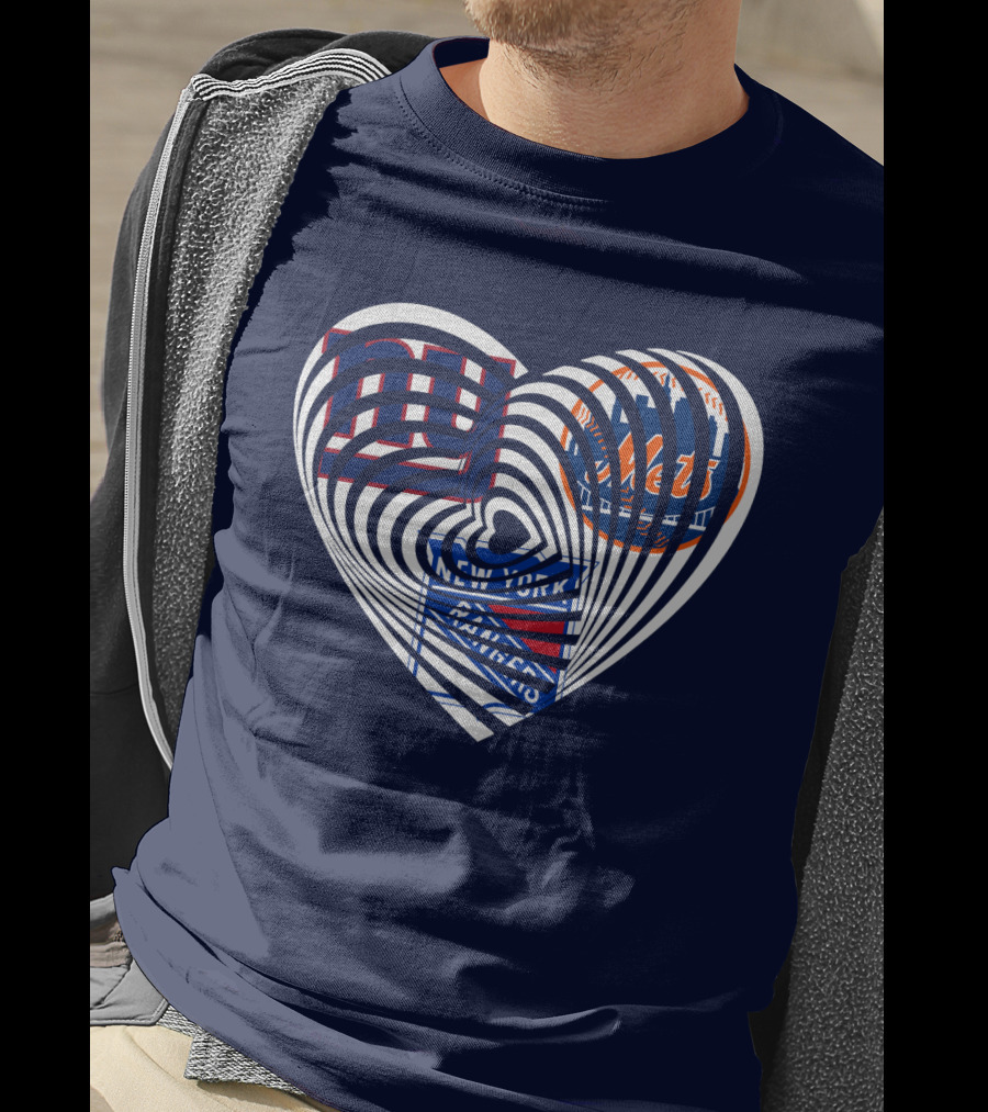 New York Giants Mets Rangers Heart T-Shirt