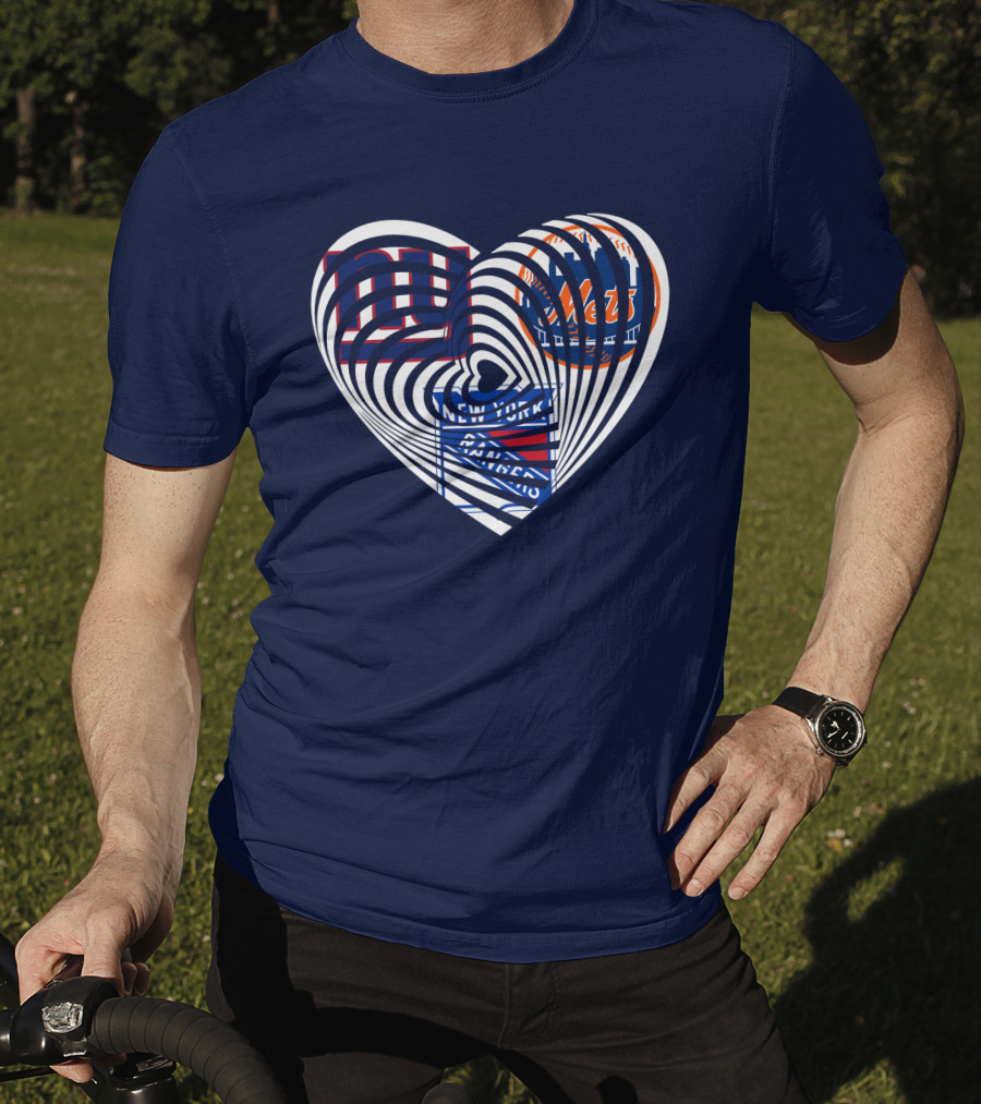New York Giants Mets Rangers Heart T-Shirt