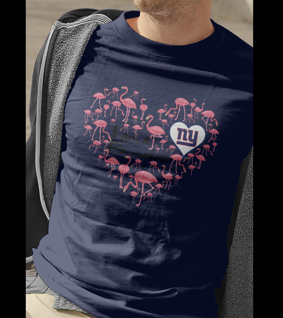 I Am A Flamingoholic Ny Giants Heart Flamingo Collection T-Shirt