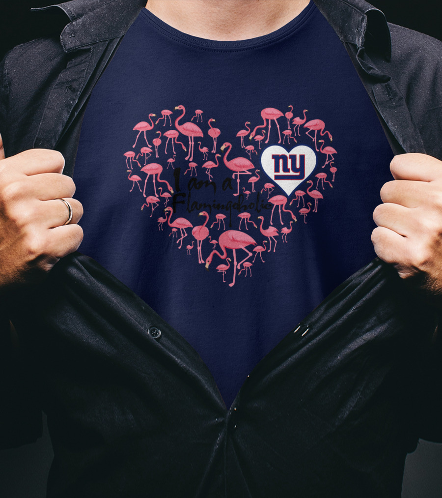 I Am A Flamingoholic Ny Giants Heart Flamingo Collection T-Shirt