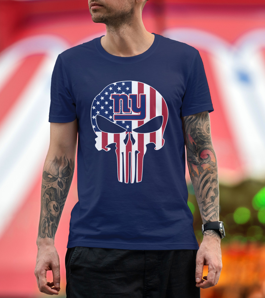 Ny Giants American Flag Punisher Skull T-Shirt
