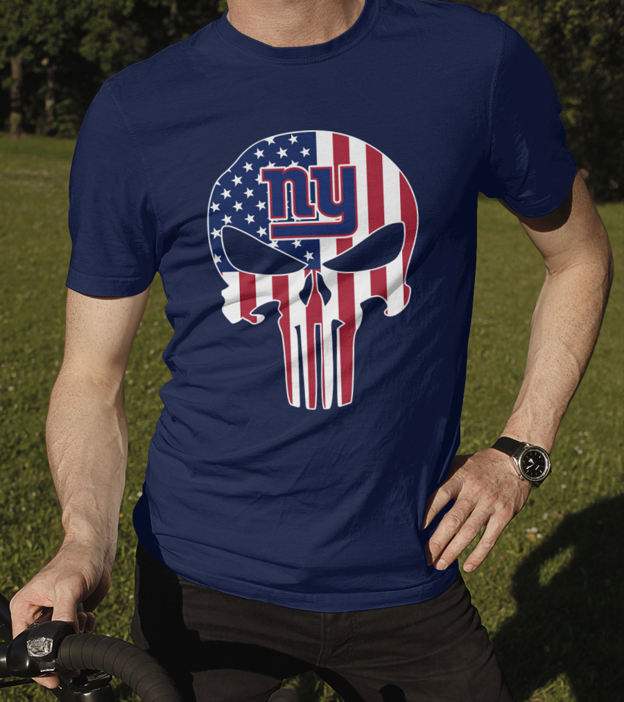 Ny Giants American Flag Punisher Skull T-Shirt