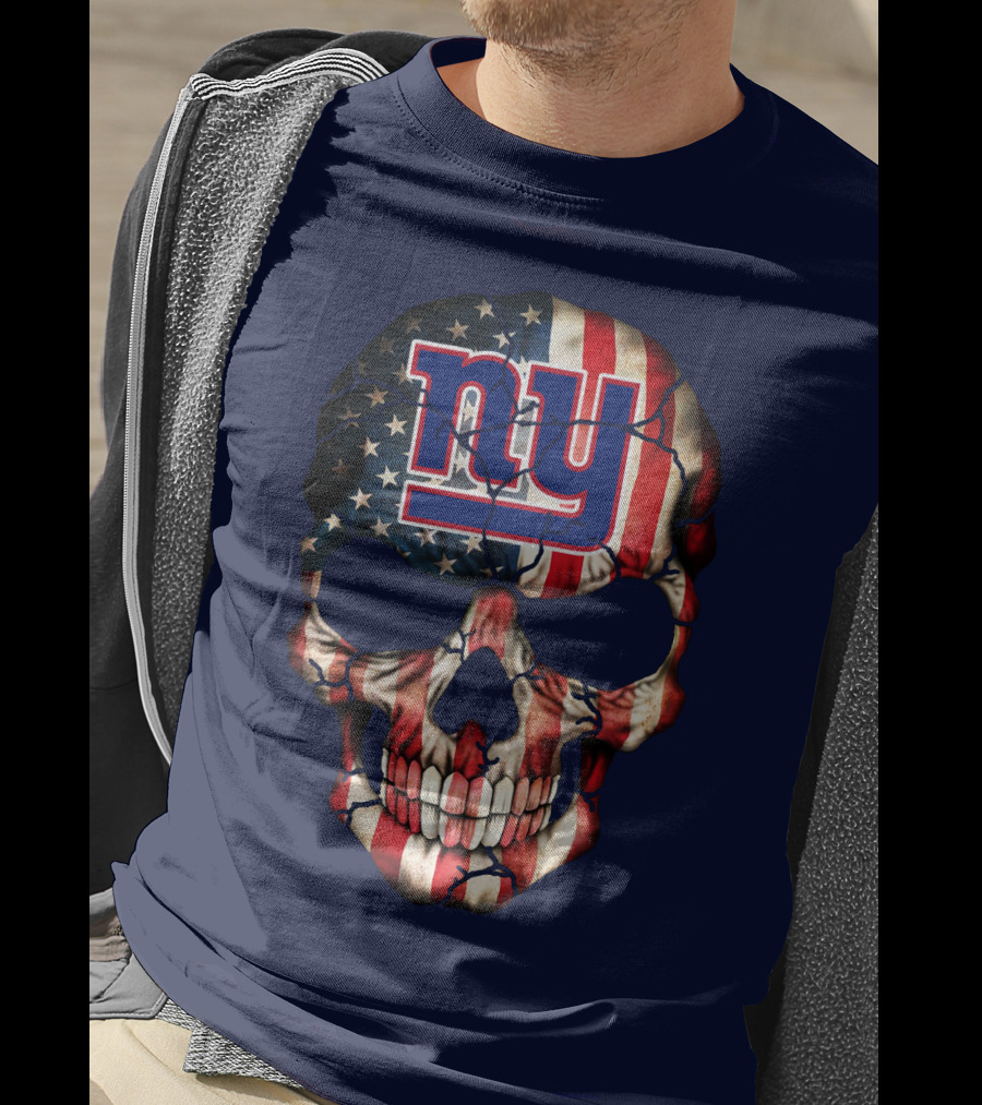 Ny Giants American Flag Skull T-Shirt