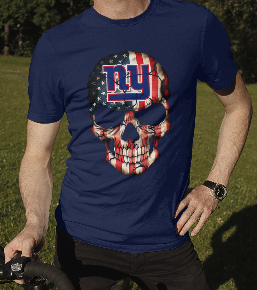 Ny Giants American Flag Skull T-Shirt