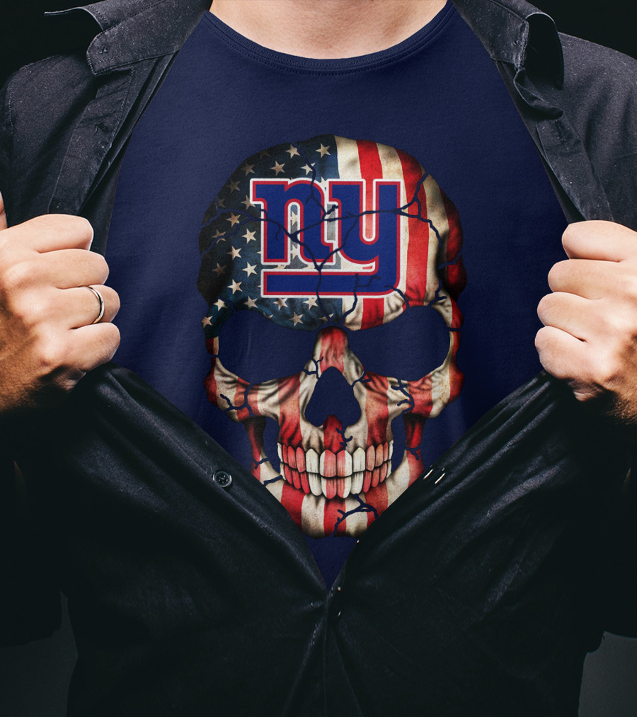 Ny Giants American Flag Skull T-Shirt