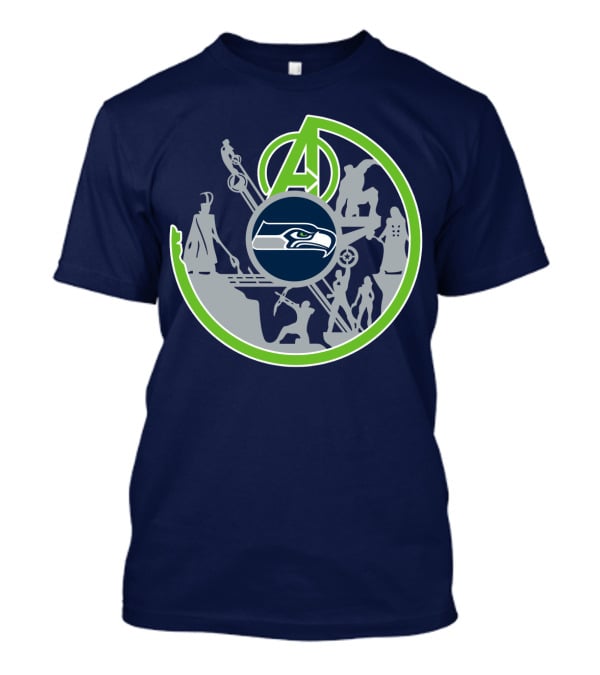 Seahawks Avengers Crossover Logo Silhouettes T-Shirt