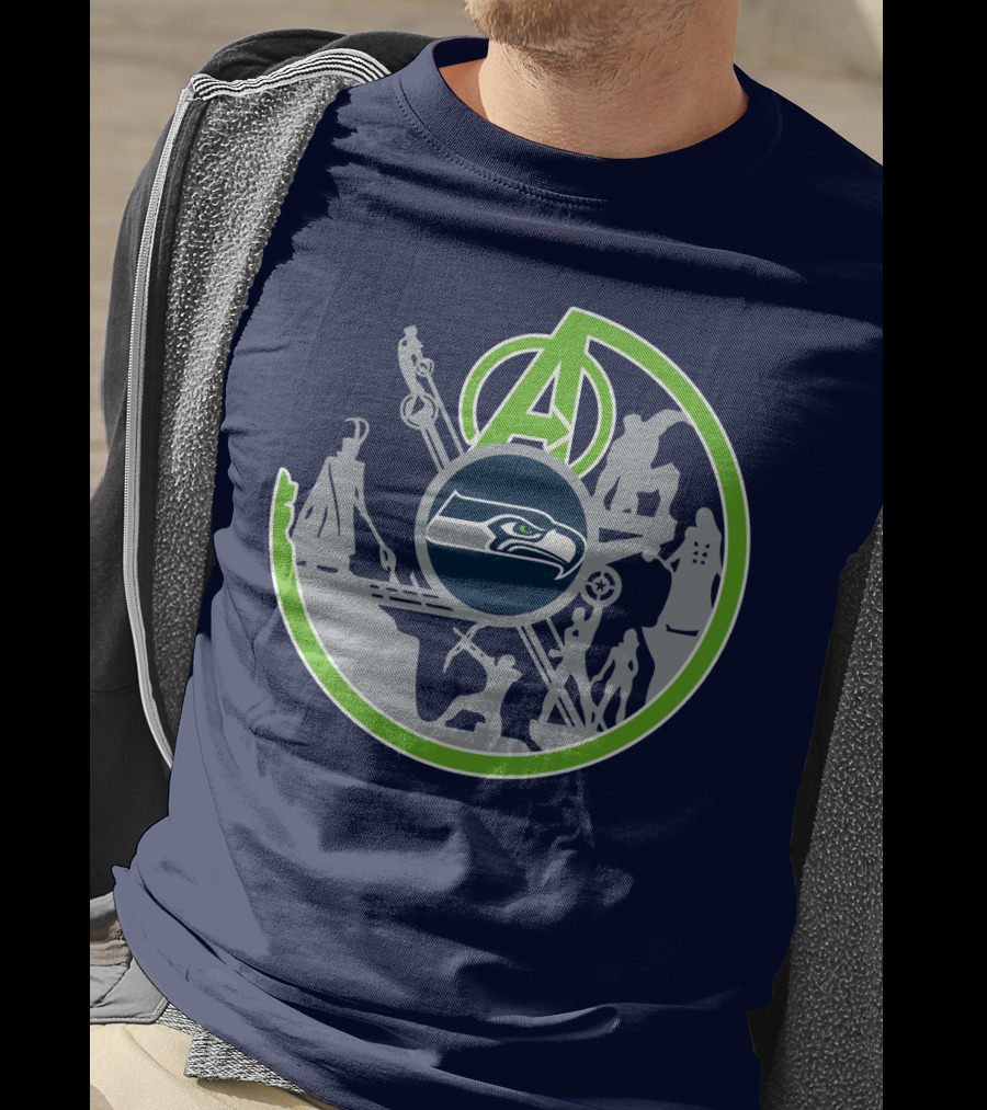 Seahawks Avengers Crossover Logo Silhouettes T-Shirt