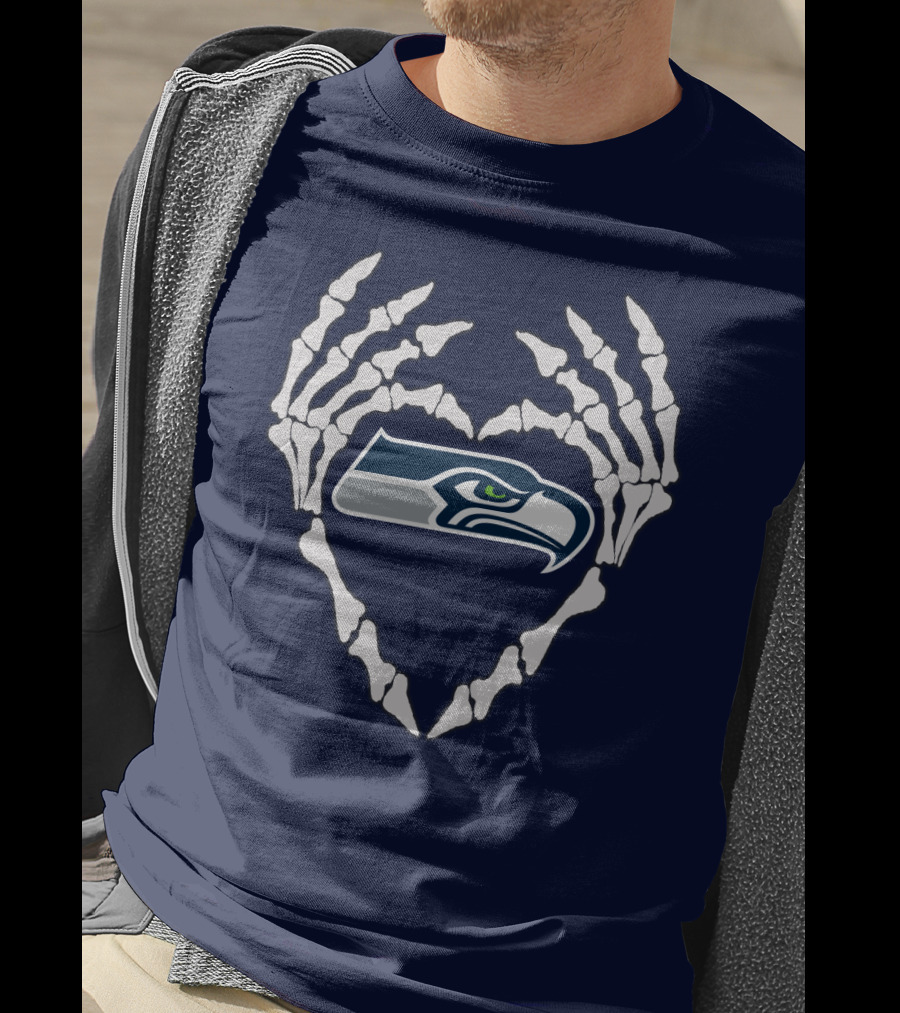 Seahawks Skull Bones Heart T-Shirt