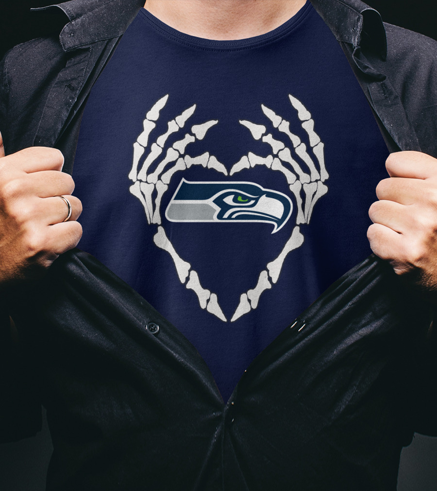 Seahawks Skull Bones Heart T-Shirt