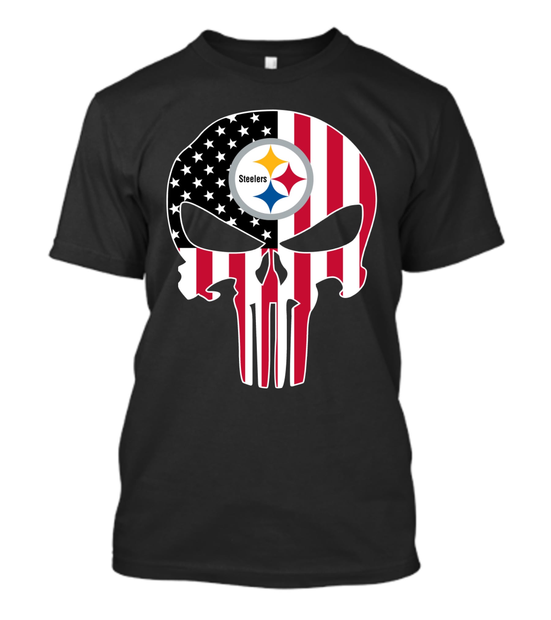Steelers Skull American Flag T-Shirt