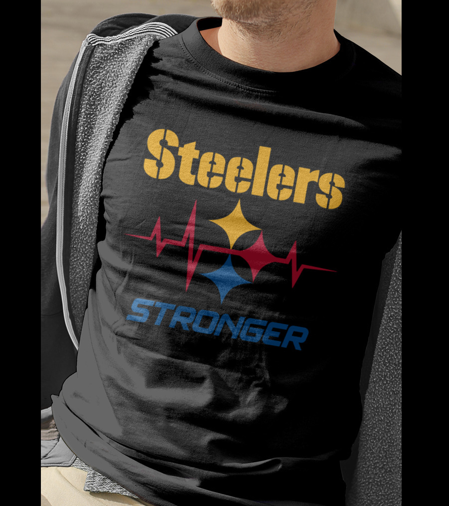 Steelers Stronger With Heartbeat And Iconic Star T-Shirt