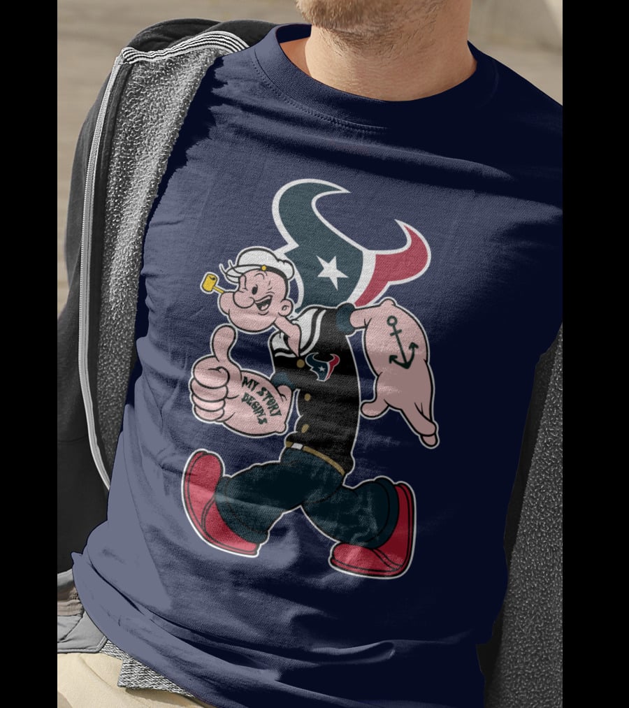 Texans Popeye My Story Begins Anchor T-Shirt
