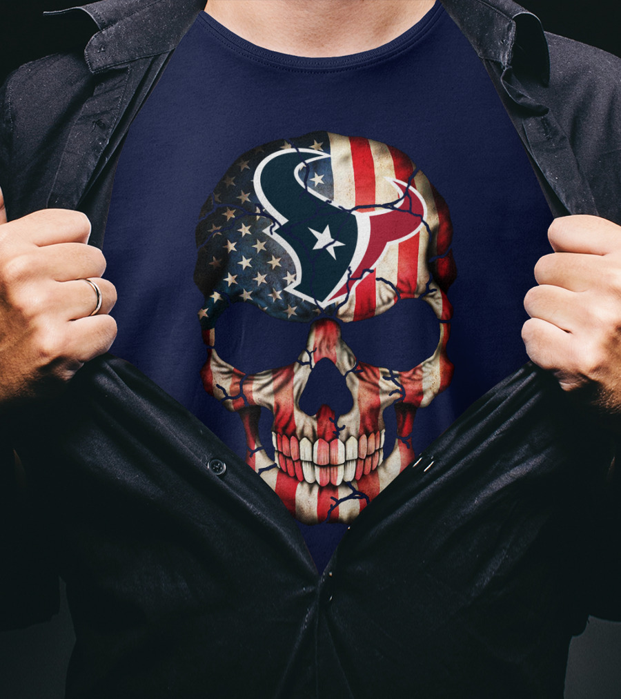 Texans Skull American Flag T-Shirt