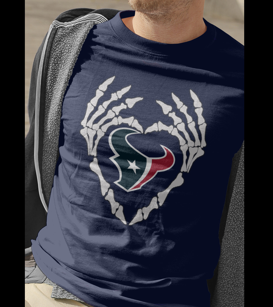 Texans Skeleton Hands Heart T-Shirt