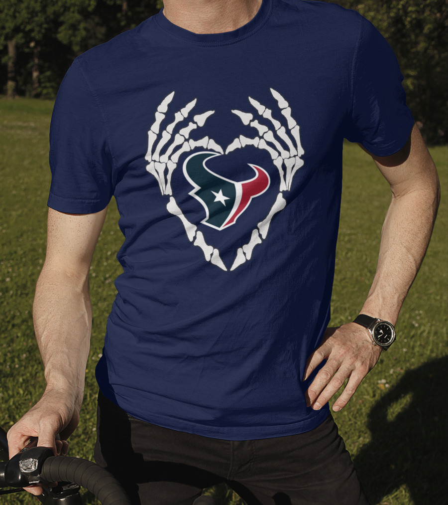 Texans Skeleton Hands Heart T-Shirt