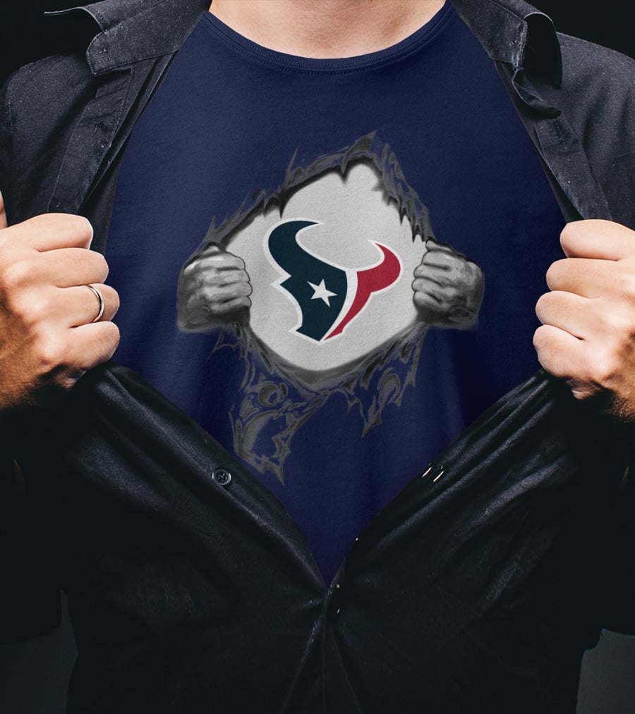Texans Strong Bull Logo Rip Patriots T-Shirt