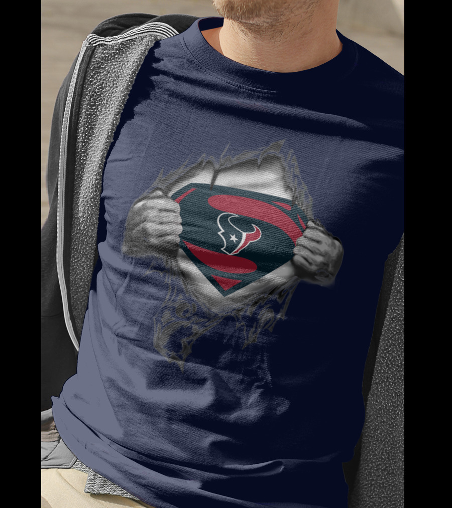Texans Superhero Logo Rip T-Shirt