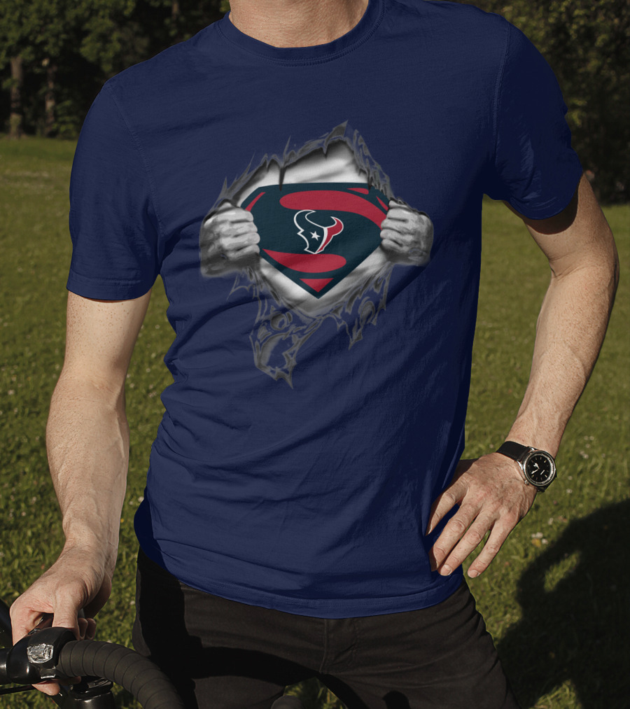 Texans Superhero Logo Rip T-Shirt