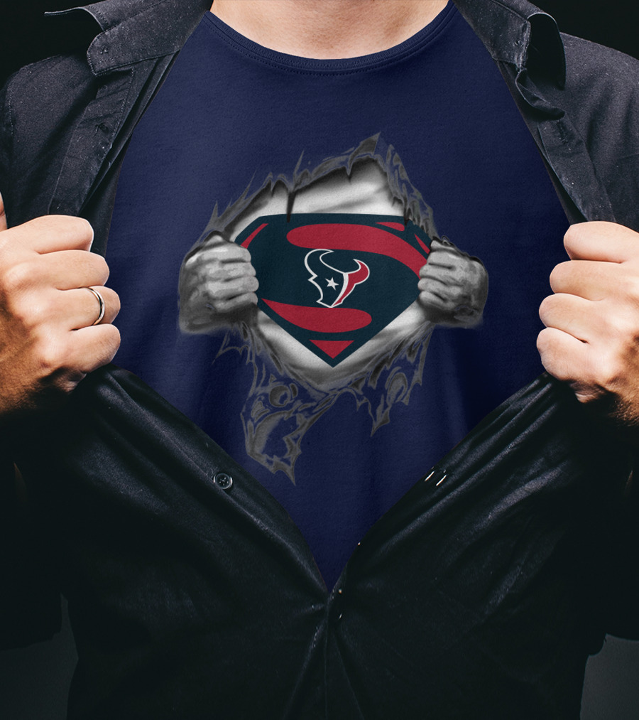 Texans Superhero Logo Rip T-Shirt