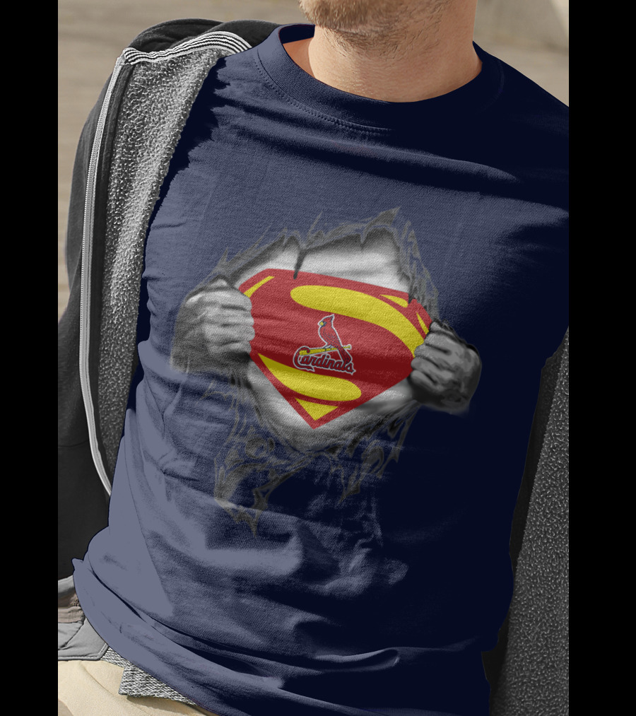 Superman St. Louis Cardinals Fan Emblem Tear T-Shirt