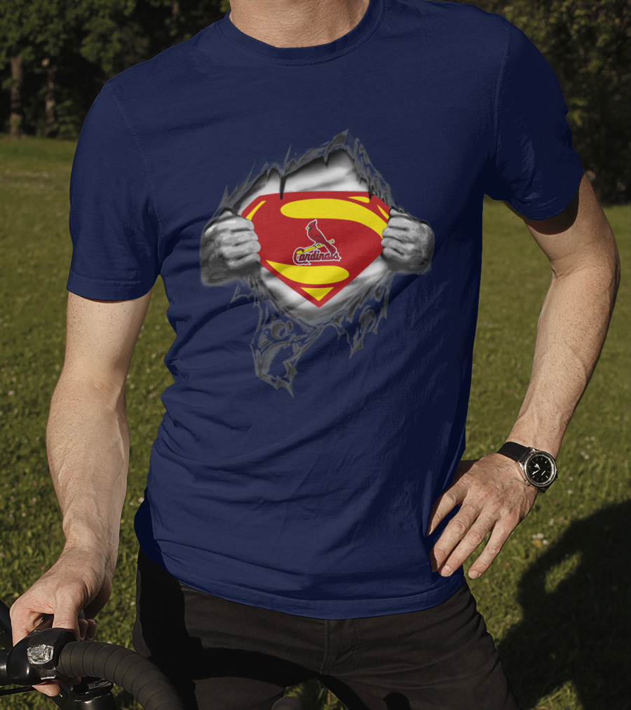 Superman St. Louis Cardinals Fan Emblem Tear T-Shirt