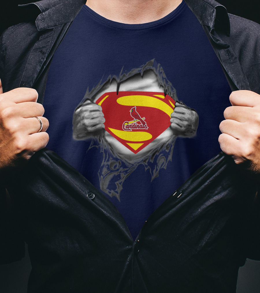 Superman St. Louis Cardinals Fan Emblem Tear T-Shirt