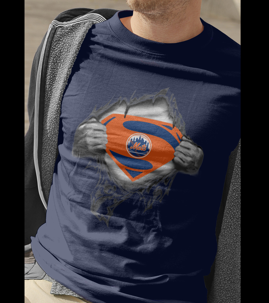 Superman Shield Style New York Mets T-Shirt
