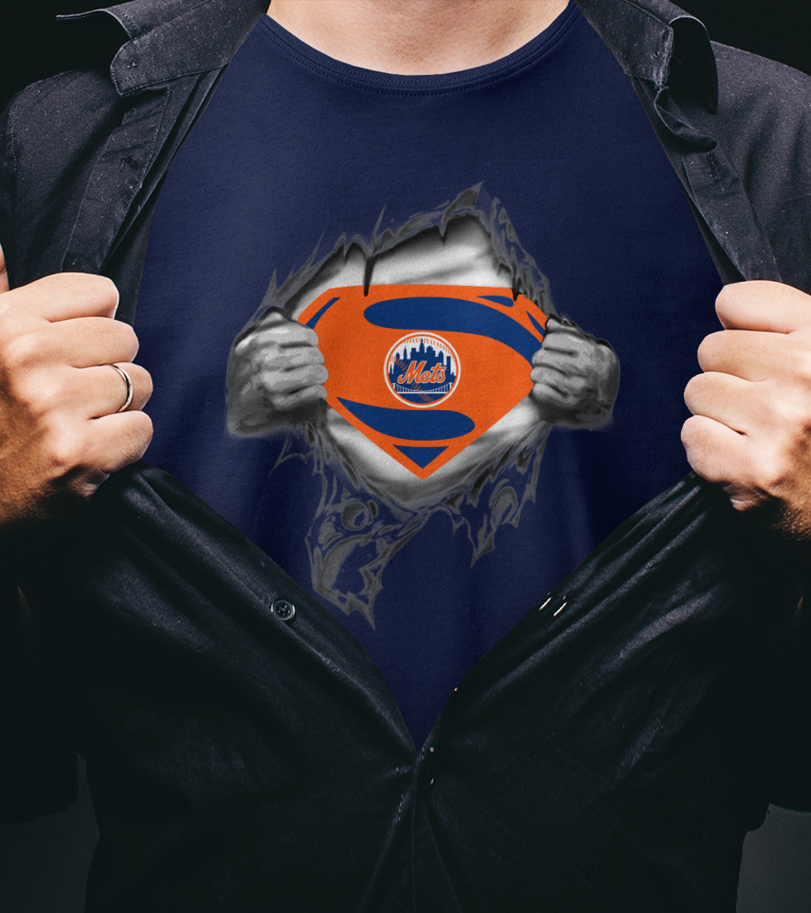 Superman Shield Style New York Mets T-Shirt