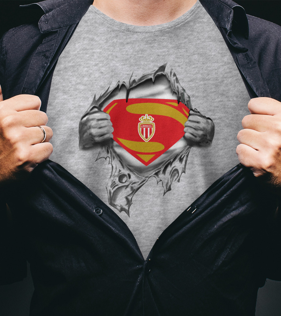 As Monaco Superman Shield Logo Hands Ripping T-Shirt