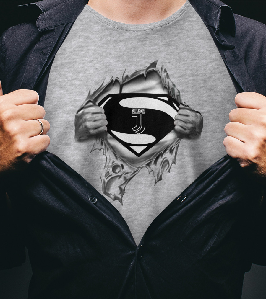 Juventus Superman Emblem Burst Through Steel T-Shirt