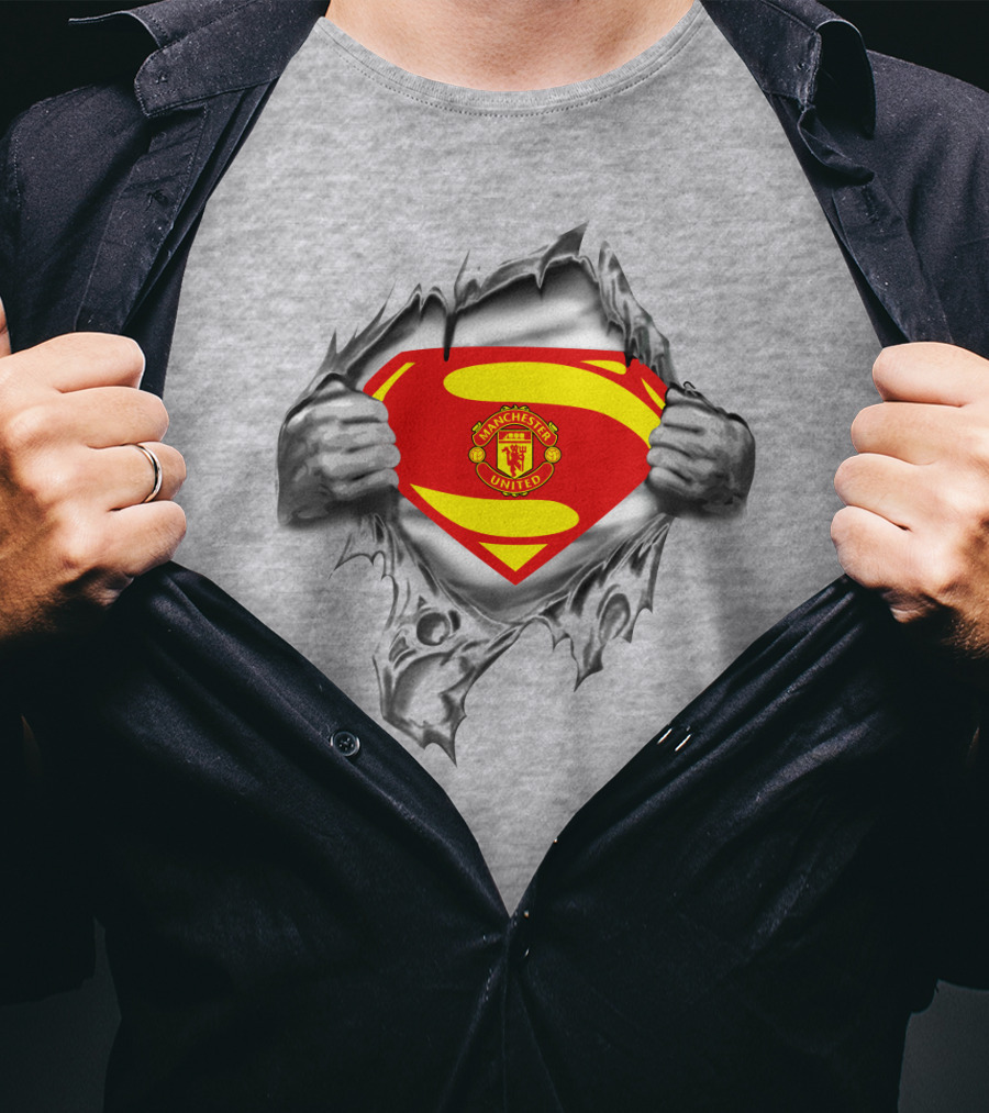 Superman Manchester United Crest Rip Open T-Shirt