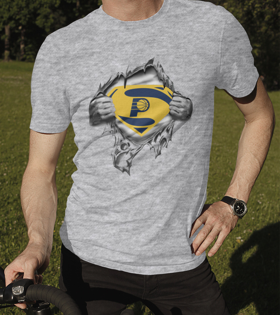 Indiana Pacers Logo Superman Style Peeking Through Torn T-Shirt