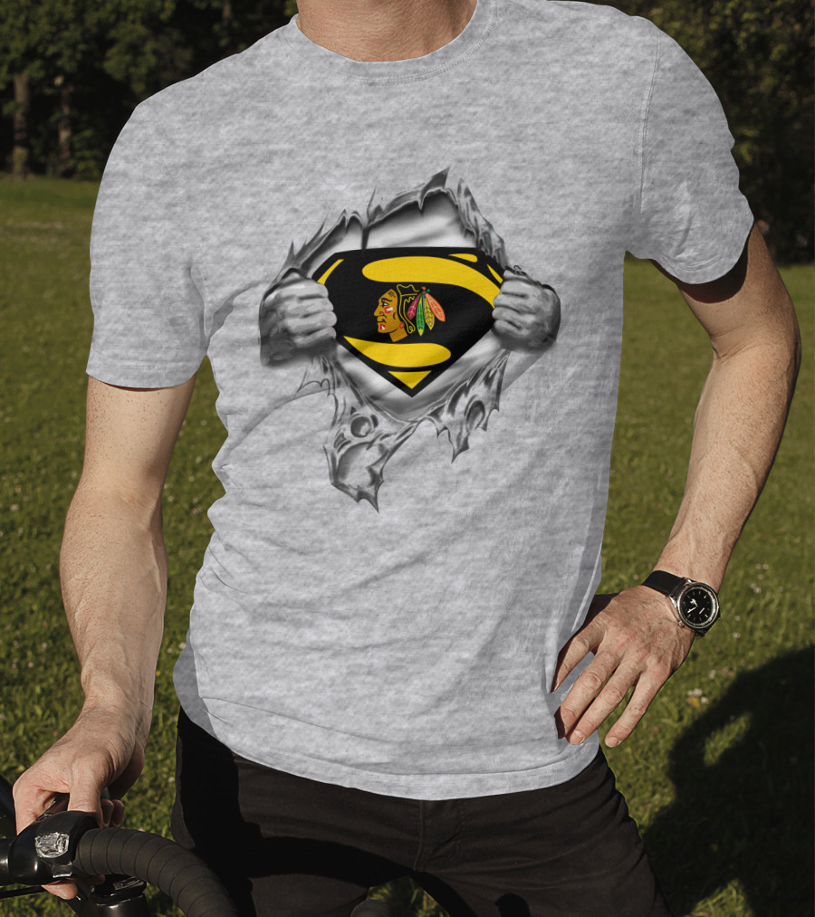 Superman Chicago Blackhawks Logo Fusion T-Shirt