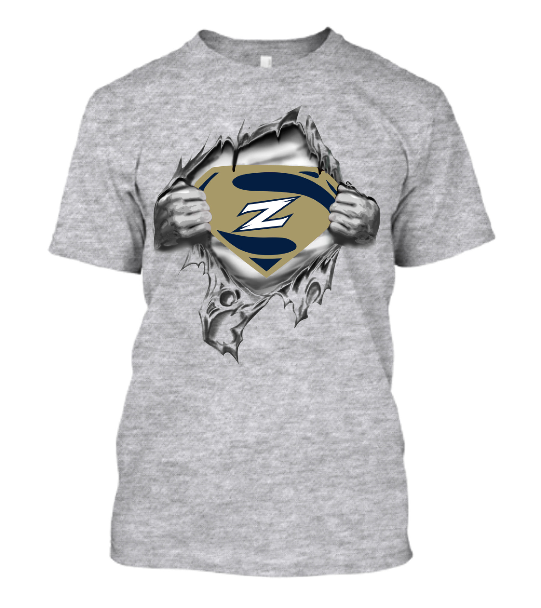 Super Z Akron Zips Emblem In Torn Metallic Style T-Shirt