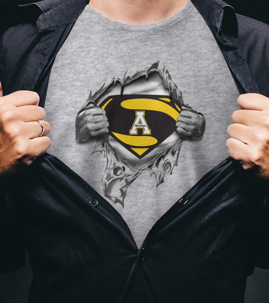 Appalachian State Mountaineers Superhero A Logo Torn Chest T-Shirt