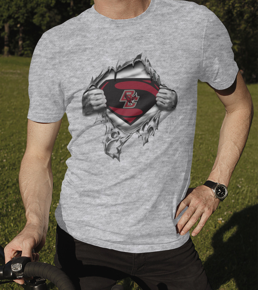 Bc Superhero Emblem Unveiling Boston College Eagles T-Shirt
