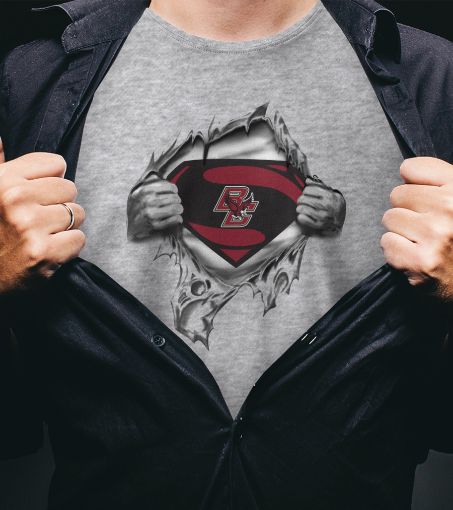 Bc Superhero Emblem Unveiling Boston College Eagles T-Shirt