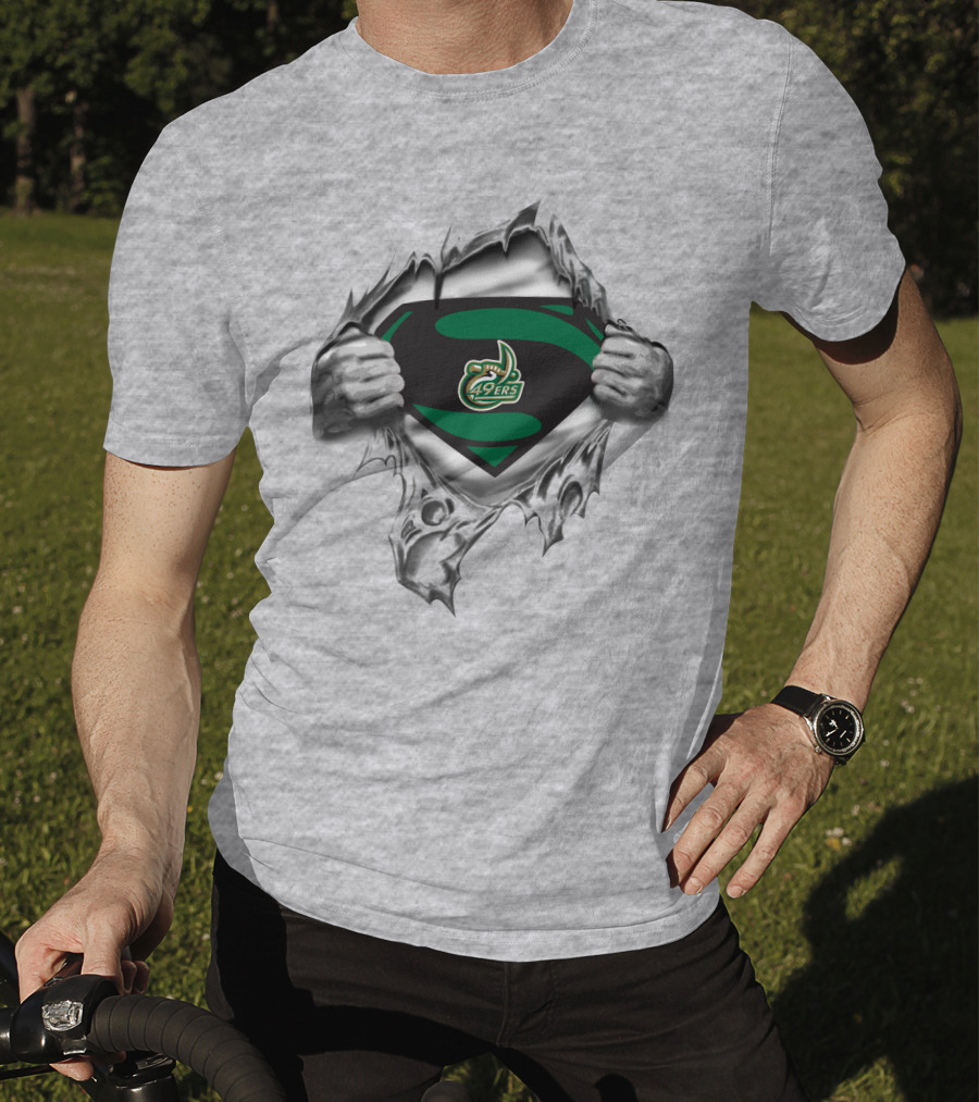 Charlotte 49ers Logo Superhero Chest Ripping T-Shirt
