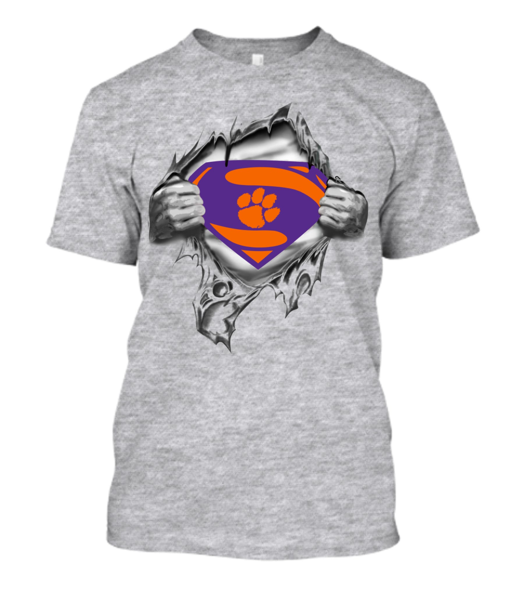 Clemson Tigers Superman Logo With Paw Print T-Shirt