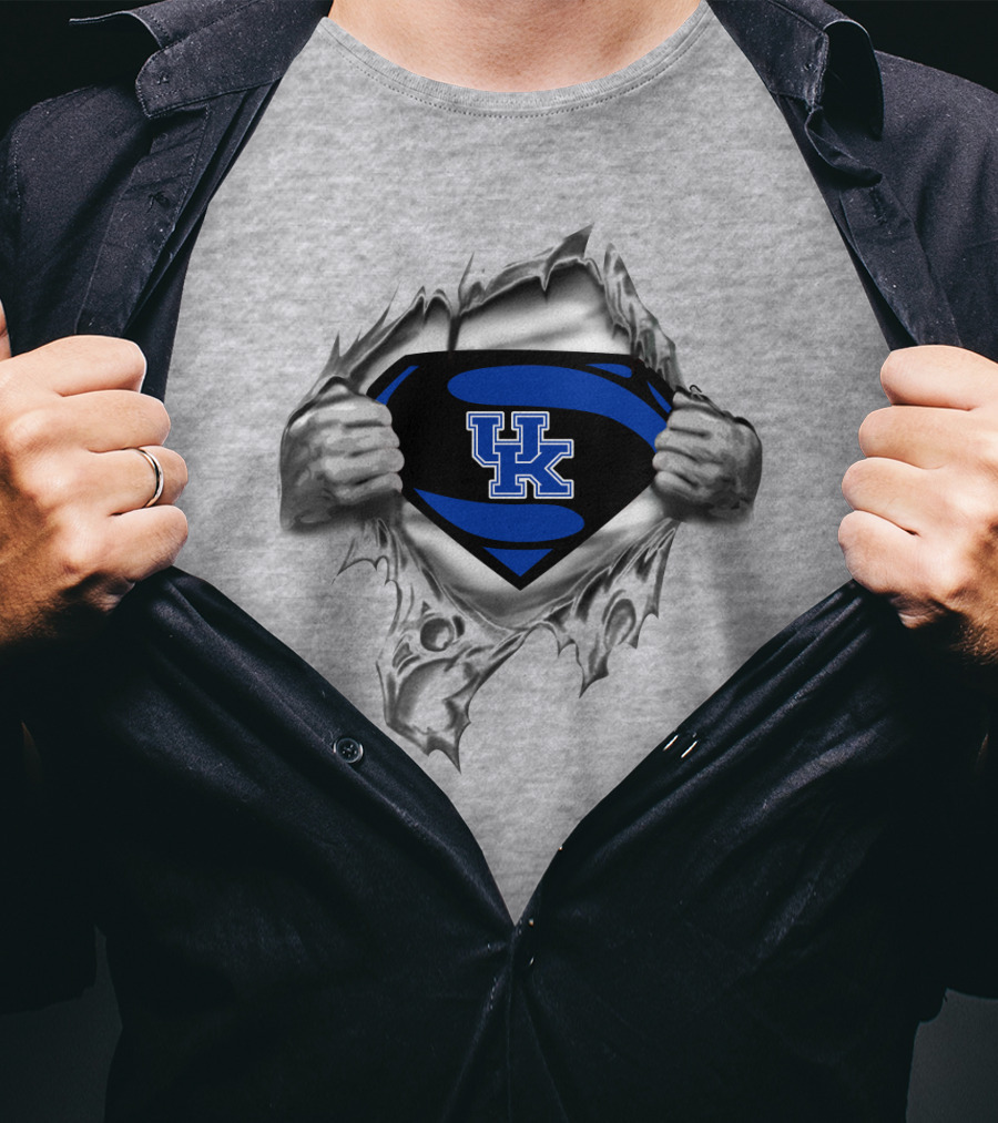 Uk Blue Superman Emblem Kentucky Wildcats T-Shirt