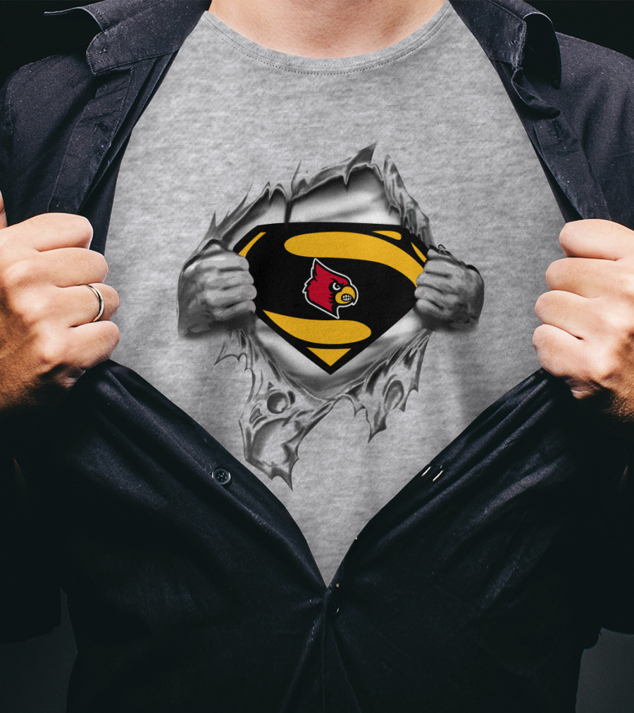 Superman Logo Louisville Cardinals T-Shirt