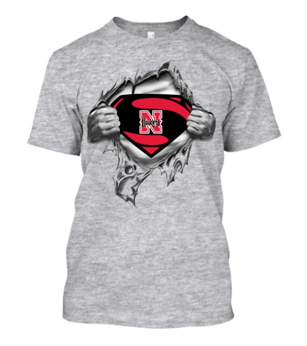 Nebraska Cornhuskers N Huskers Emblem Inside Steel Superhero Suit T-Shirt