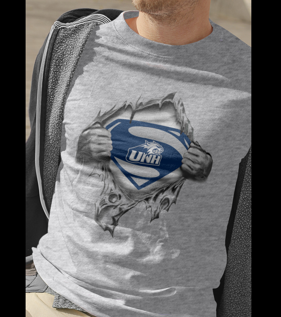 Unh New Hampshire Wildcats Superman Rip T-Shirt