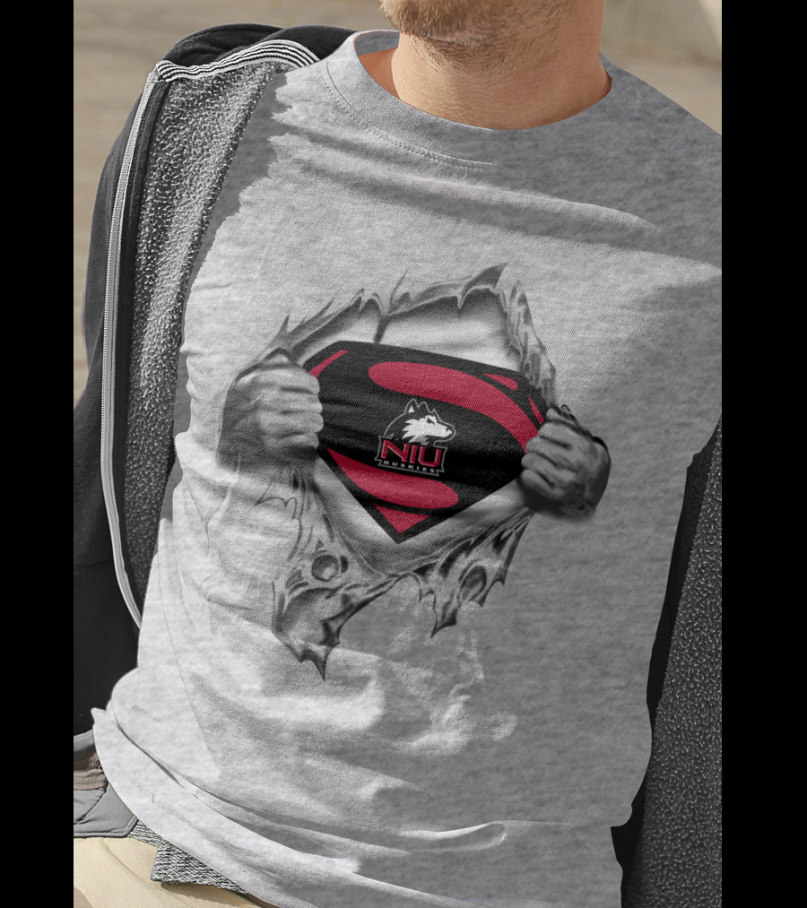 Niu Huskies Superman Logo Tear Northern Illinois Huskies T-Shirt