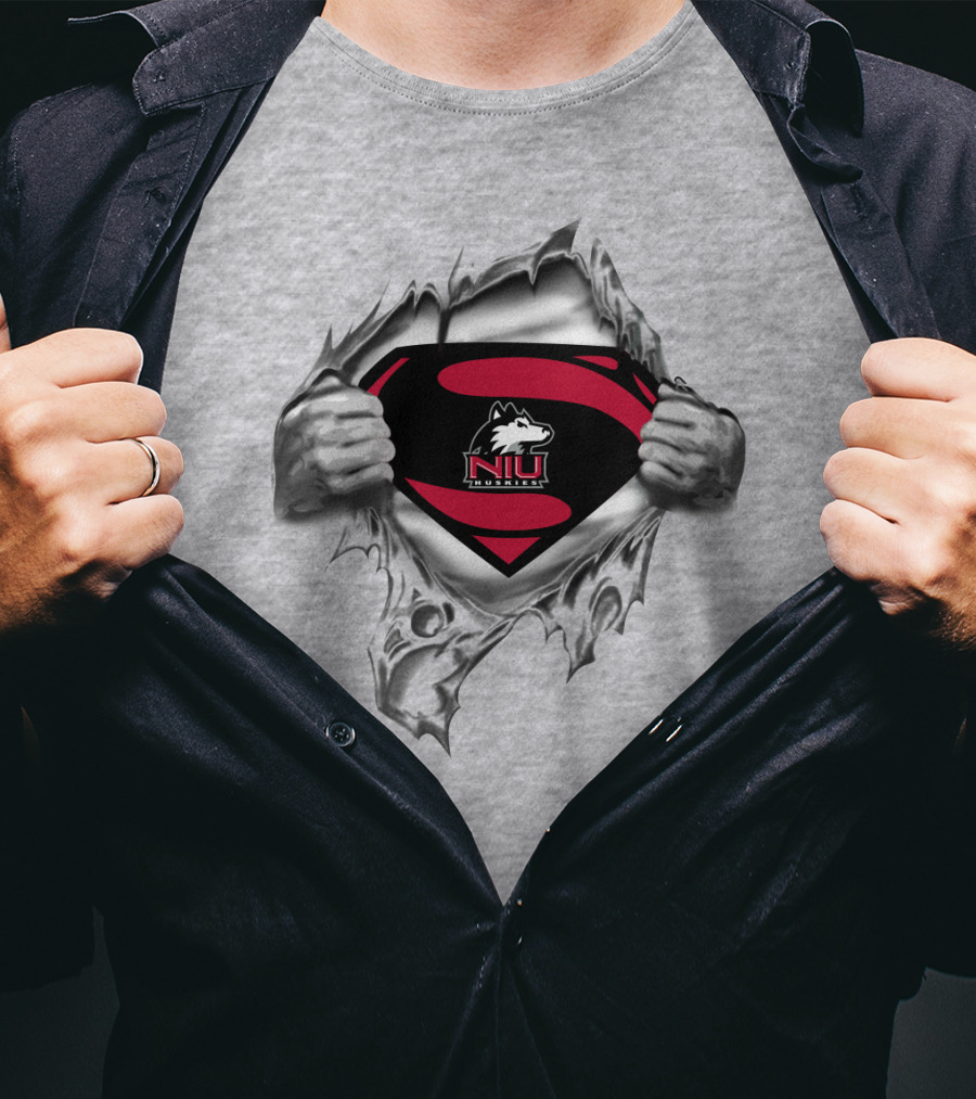 Niu Huskies Superman Logo Tear Northern Illinois Huskies T-Shirt