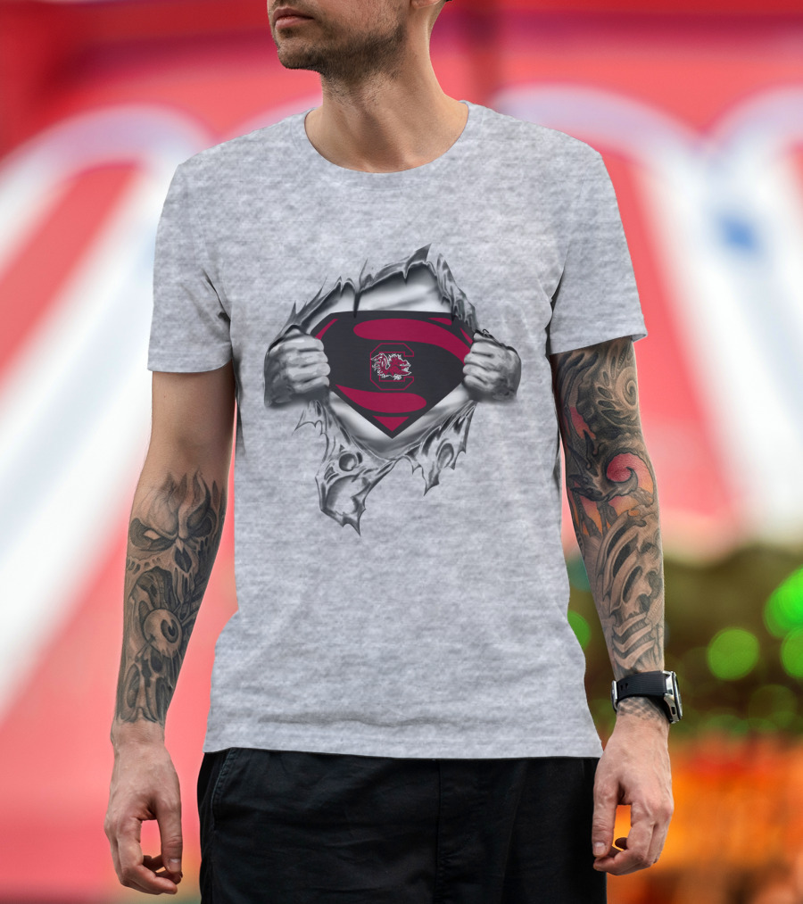 Superman South Carolina Gamecocks Logo Icon With Inner Strength Theme T-Shirt