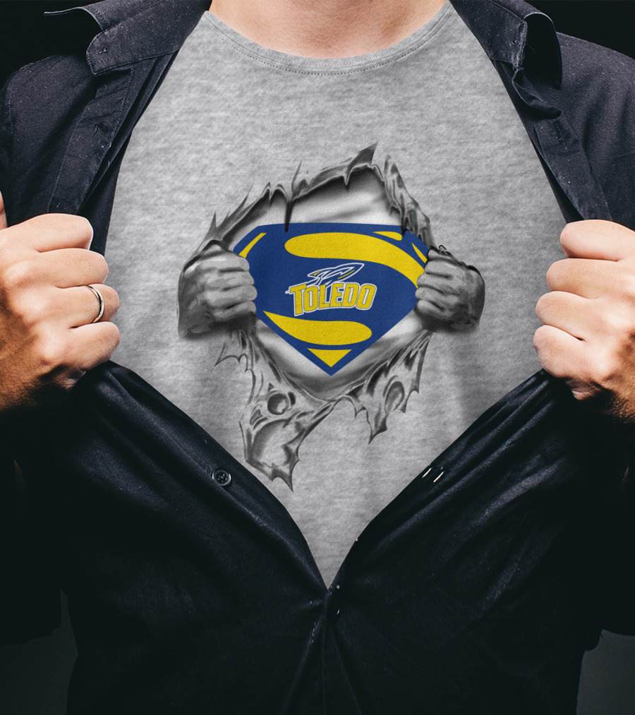 Toledo Rockets Shield Logo With Superhero Emblem Style T-Shirt